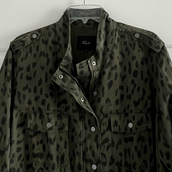 Rails Collins Linen Blend Green Leopard Utility Jacket Animal Print Size XL NWOT - Picture 4 of 16